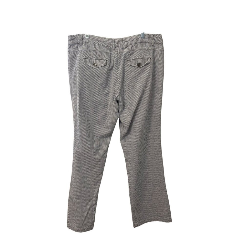 Dalia Collection Modern Fit Womens Striped Linen-Blend Pants Size14 Gray & White - Picture 2 of 7